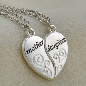 Mother & Daughter Matching Heart Pendants NWT